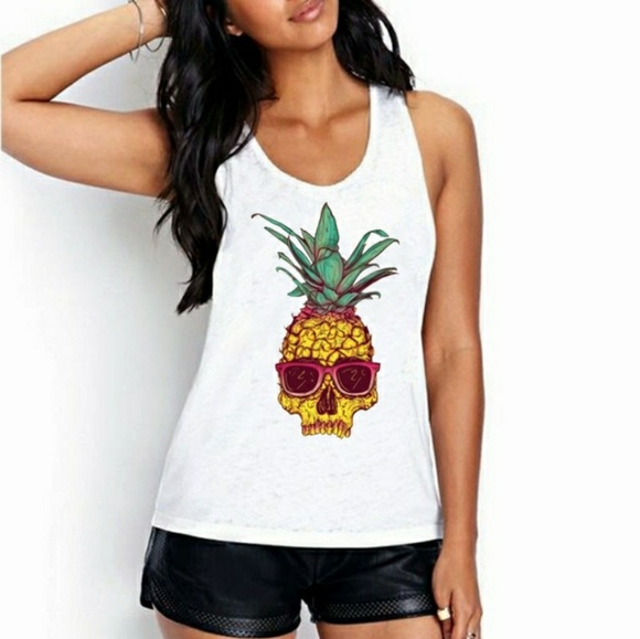 Tops - Pineapple Skull Tank Top